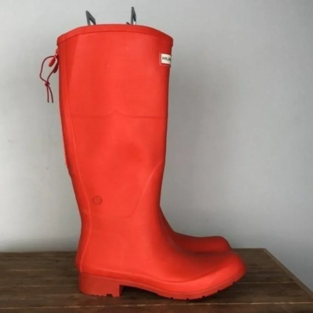 NEW HUNTER x TARGET collab bright orange tall rain boots back zip women’s boots